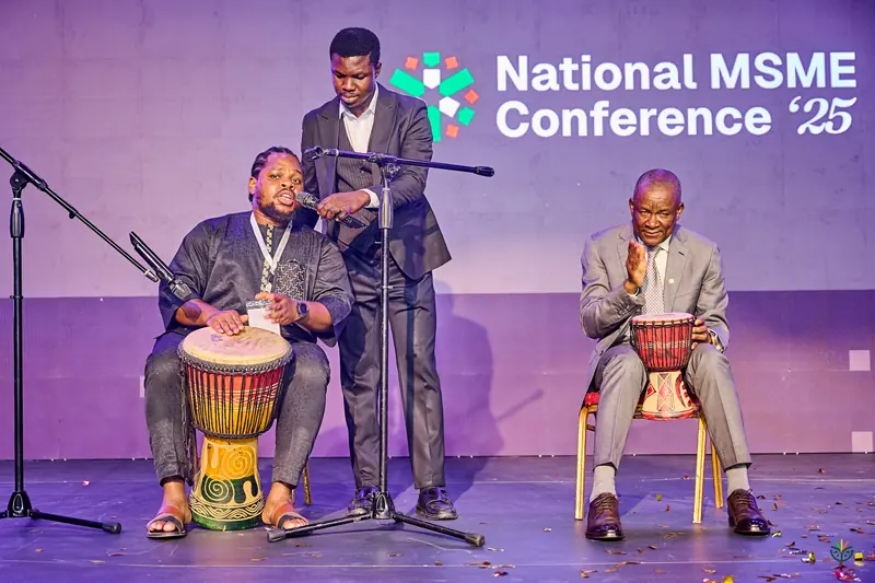 Drummers perform on the main stage