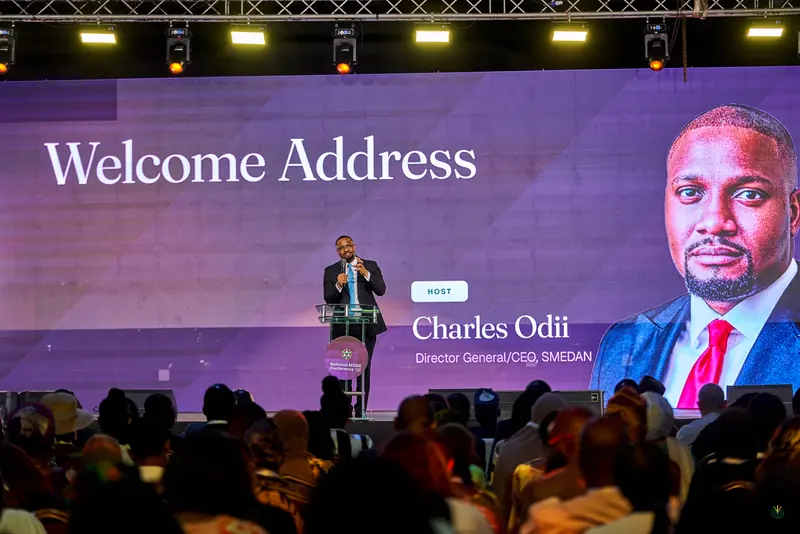 The welcome address in the main hall