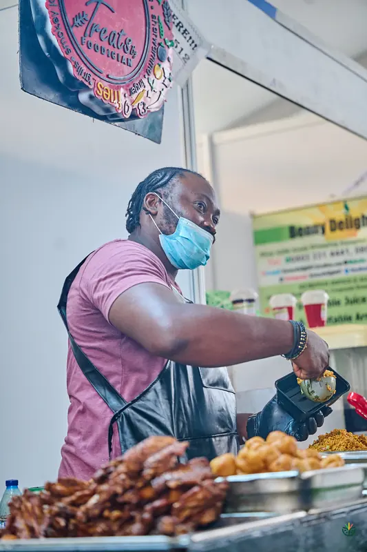 A food vendor at work outside